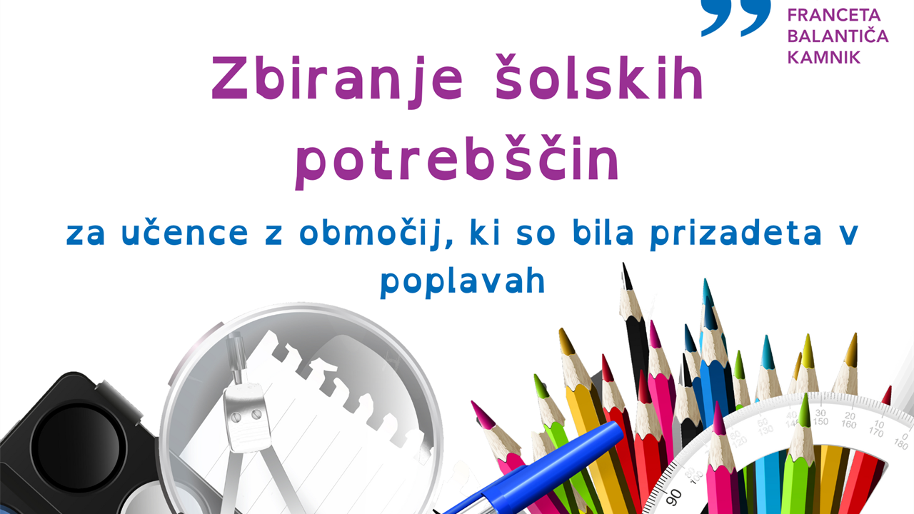 Poplave 2023: zbiranje šolskih potrebščin