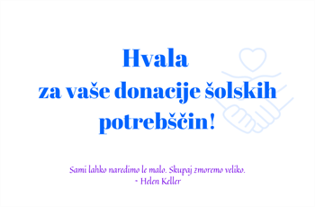 Zahvala za vaše donacije šolskih potrebščin