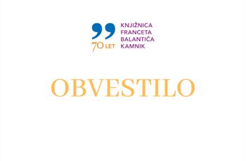 OBVESTILO za uporabnike Krajevne knjižnice Komenda