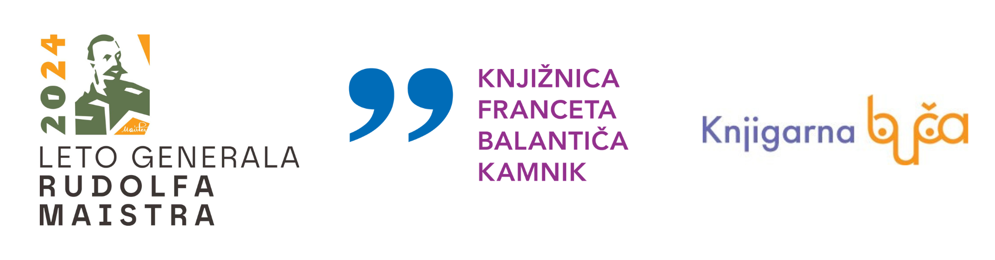 Logotipi Maistrovega leta 2024, Knjižnice Franceta Balantiča Kamnik in založbe Buča