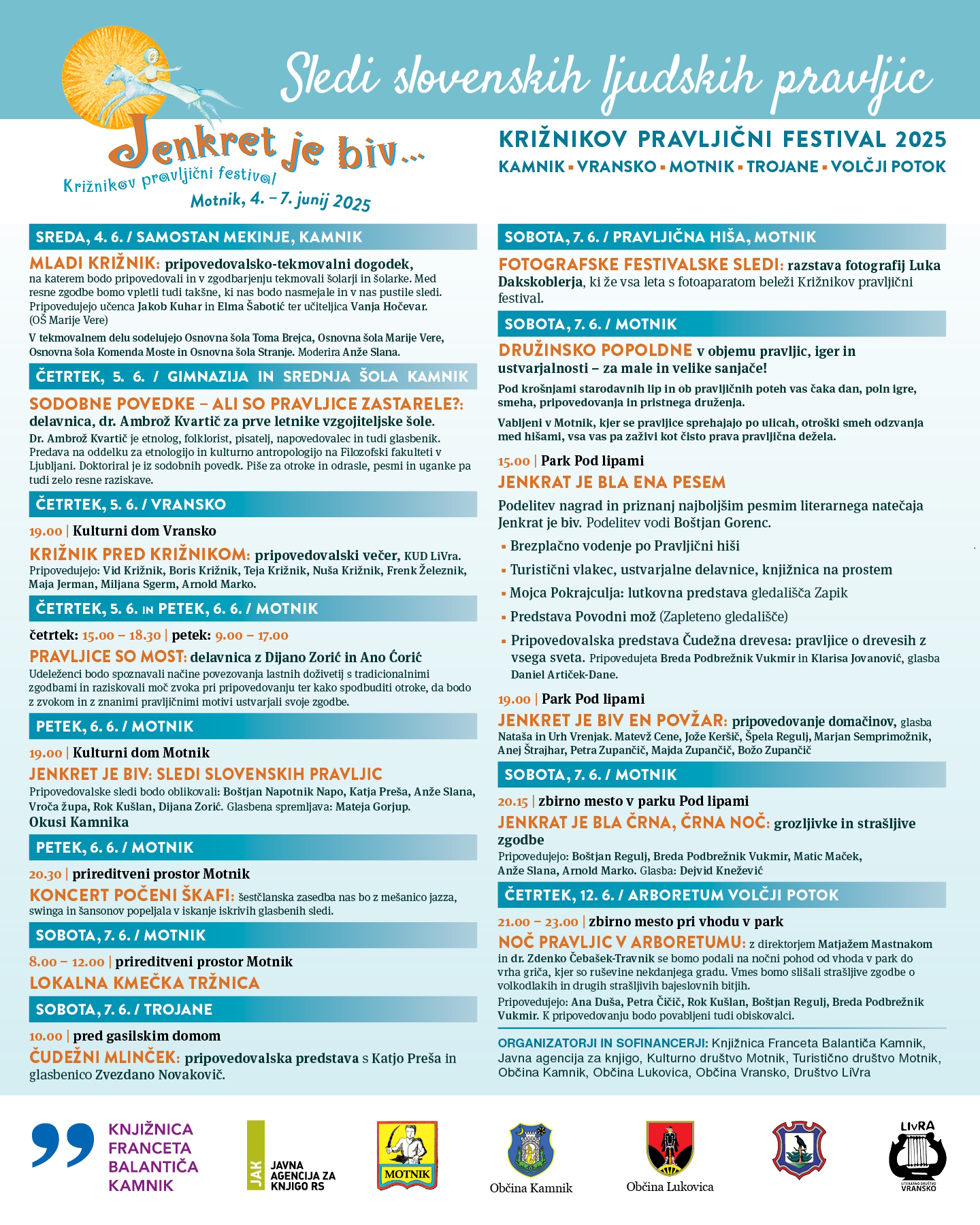 Program Križnikovega pravljičnega festivala 2025.