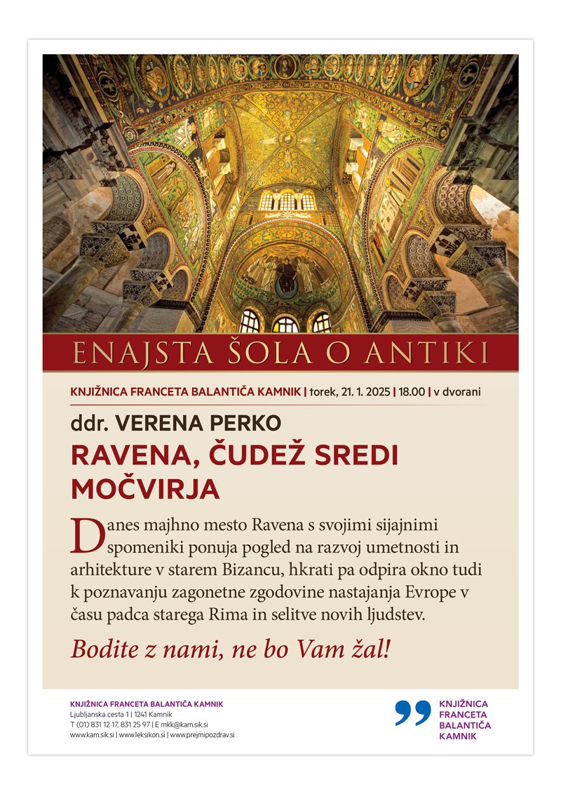 Vabilo na predavanje ddr. Verene Perko o Raveni.